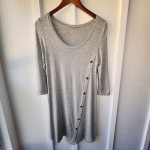 Corner Gray 3/4 Sleeve Dress Lightweight Lagenlook